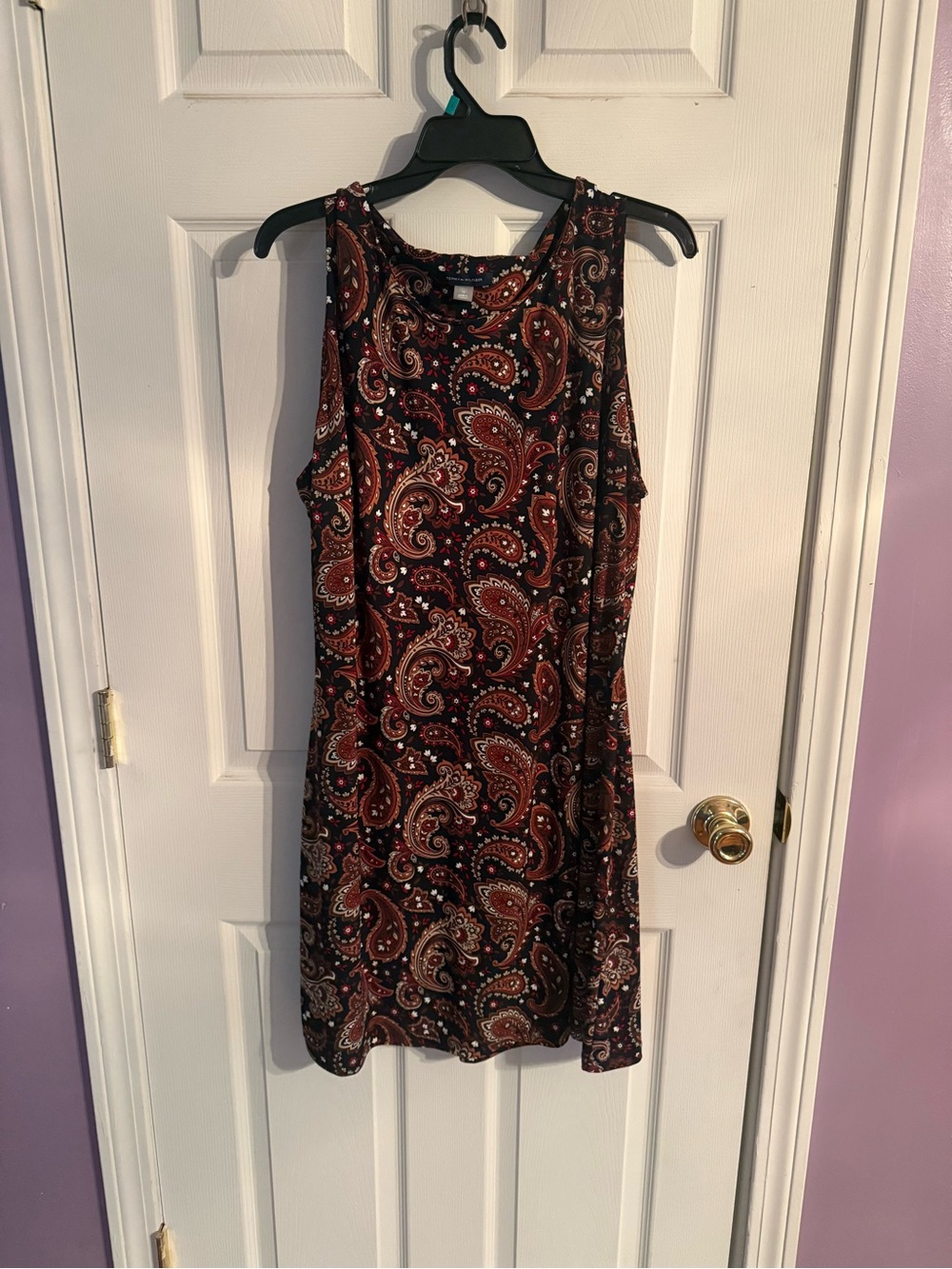 Tommy Hilfiger Burgundy Paisley Sleeveless Shift Dress